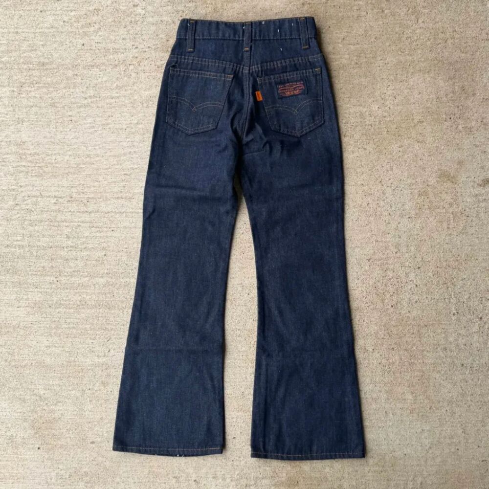 Vtg 70s Levis Orange Tab Hardwear Flare Jeans Dark Wash Scovill 302 Bell Bottoms